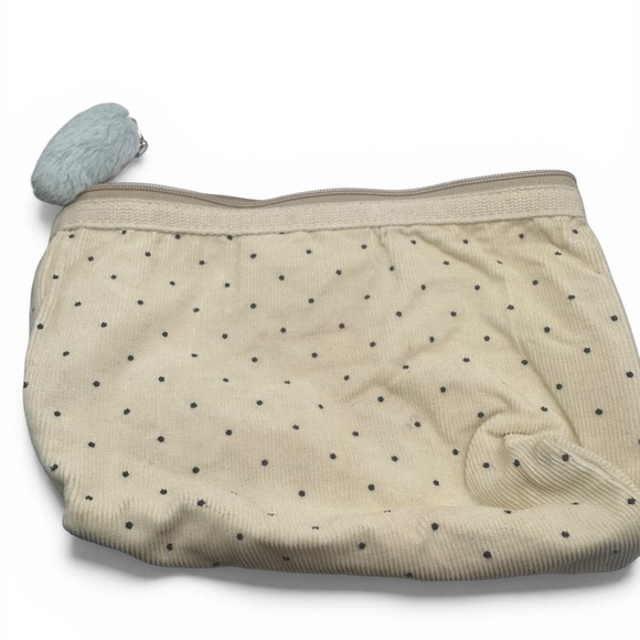 Aeiou Korea Corduroy Polka Dot Pouch - Cream & Black Pom Pom - Picture 2 of 5